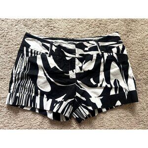 Express Design Studio Black and White Women's Linen Shorts - Size 12